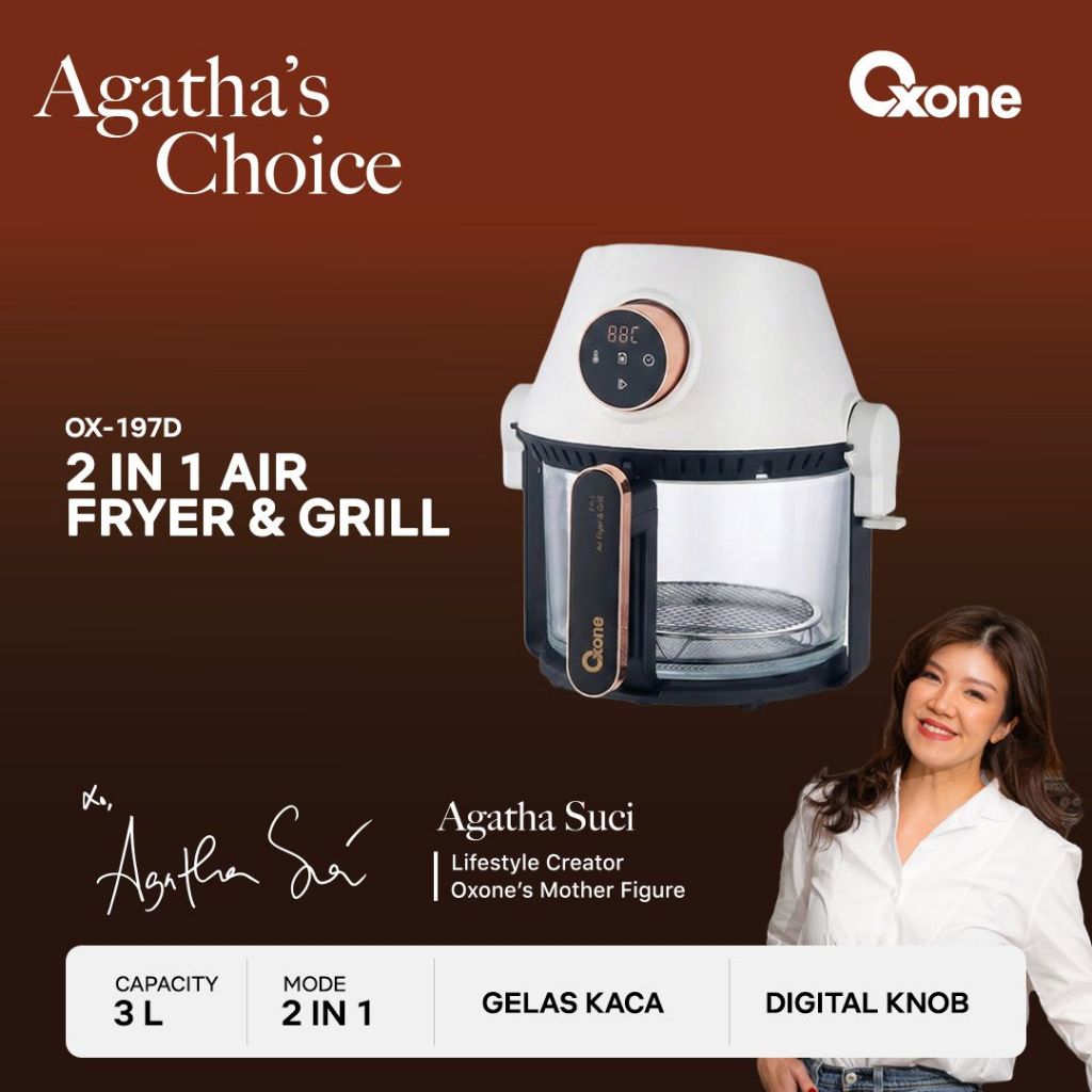OXONE OX197D 2 in 1 Air Fryer and Grill Multi Function Easy Grill | Anti Lengket