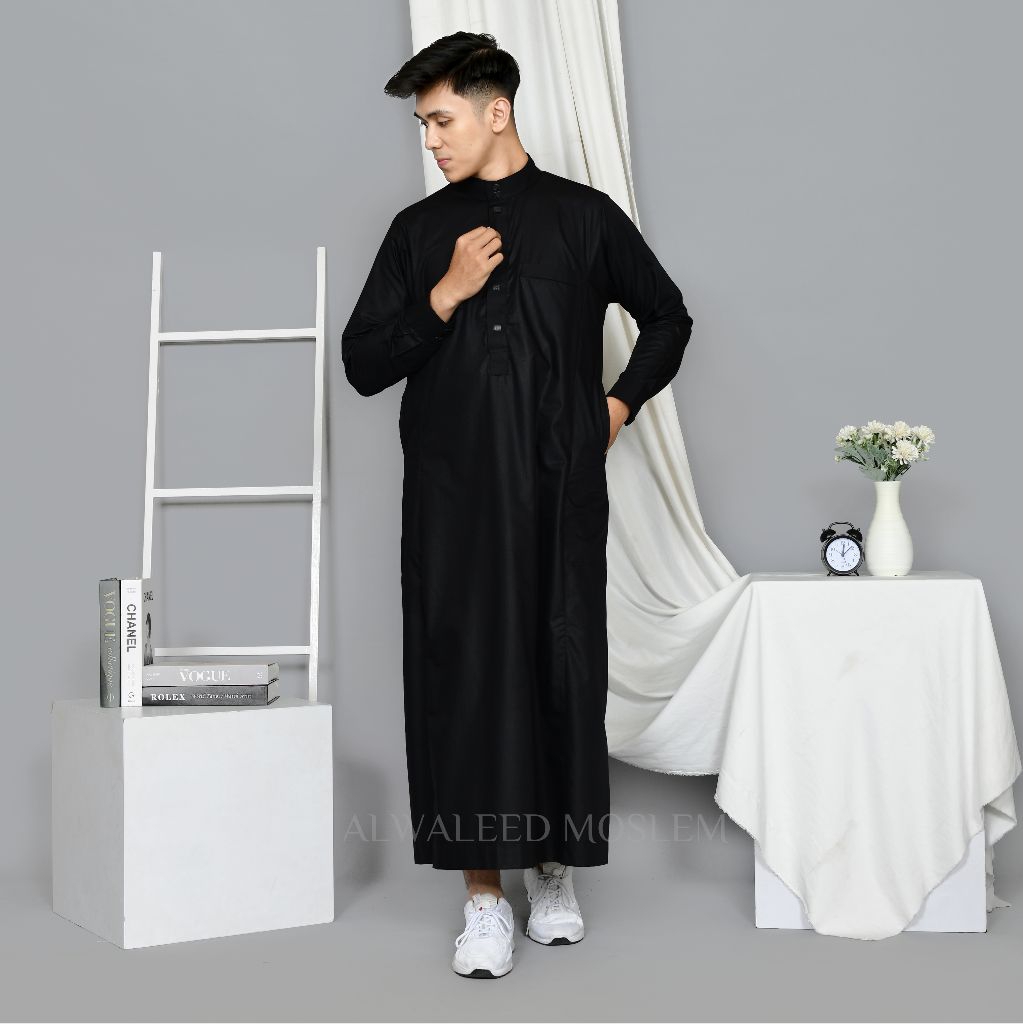 JUBAH ALWALEED HITAM POLOS