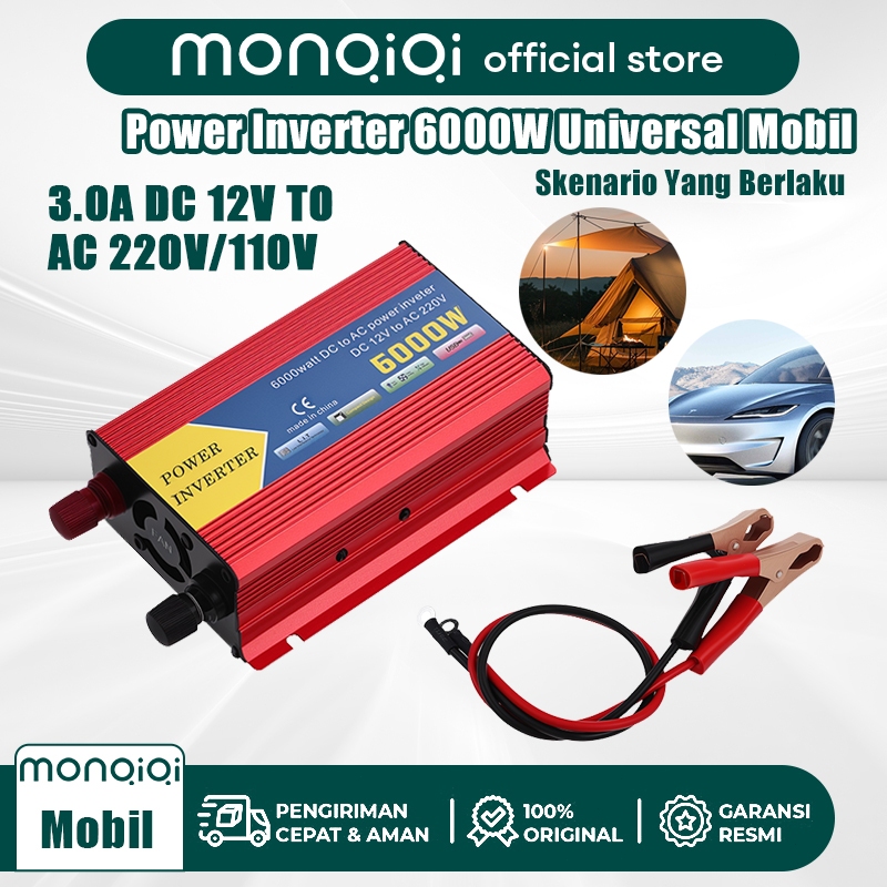 Power Inverter 6000 Watt DC 12V/24V ke AC 220V Universal Inverter Mobil Perubah Arus Listrik DC to A