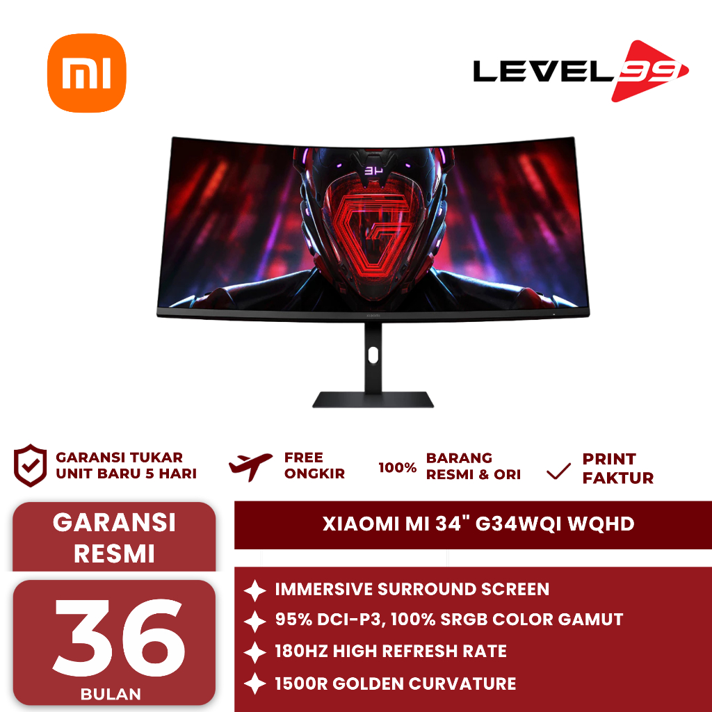 Xiaomi Mi 34" G34Wqi Wqhd 180Hz Ultra-Wide Curved Monitor