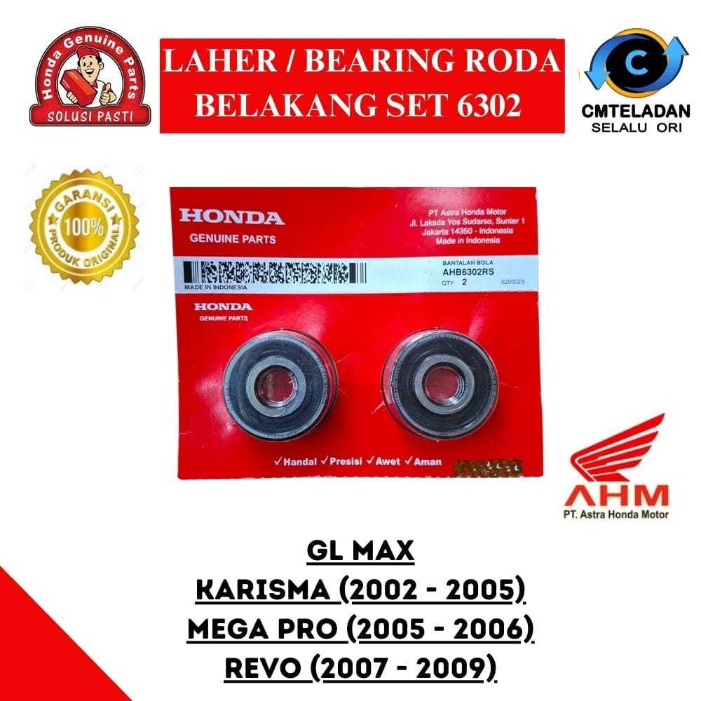 AHM AHB6302RS Laher Bearing Roda Belakang Set 6302 RS Honda Mega Pro ORIGINAL