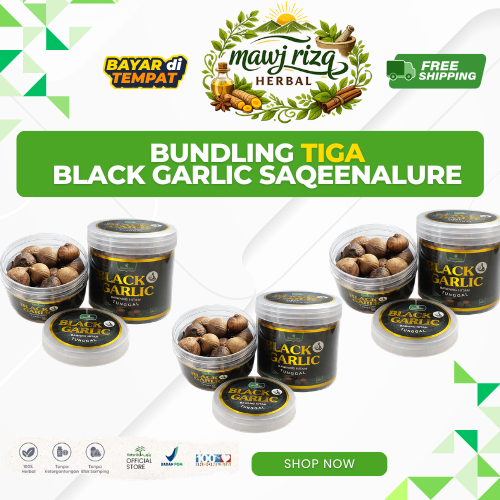 Mawj Rizq - Bundling 3pcs Black Garlic Saqeenature Bawang Tunggal Hitam Kemasan 100 Gram & 200 Gram