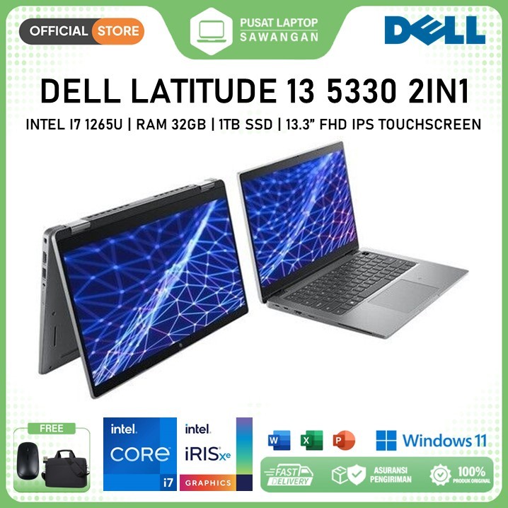 Laptop 2in1 Dell Latitude 5330 core I7 1265U RAM 32GB SSD 512GB INTEL Iris xe Grapichs