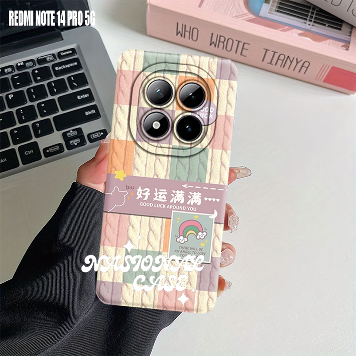 Fashion Case Xiaomi Redmi Note 14 Pro 4G/5G Motif Rajut Silikon Lentur Pro Camera Casing Kekinian[CN
