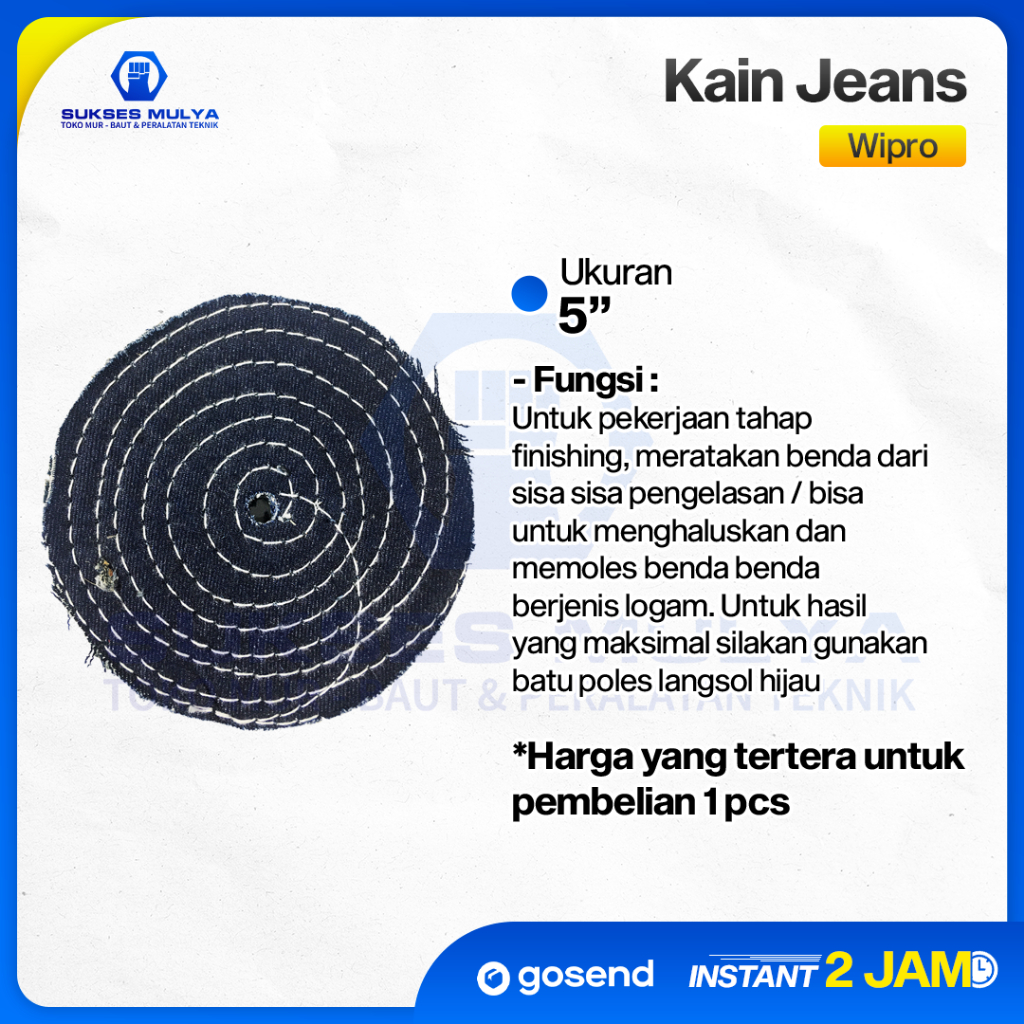 Kain Jean Poles 5" Mata Gerinda Poles Jeans Alat Poles Kain Poles