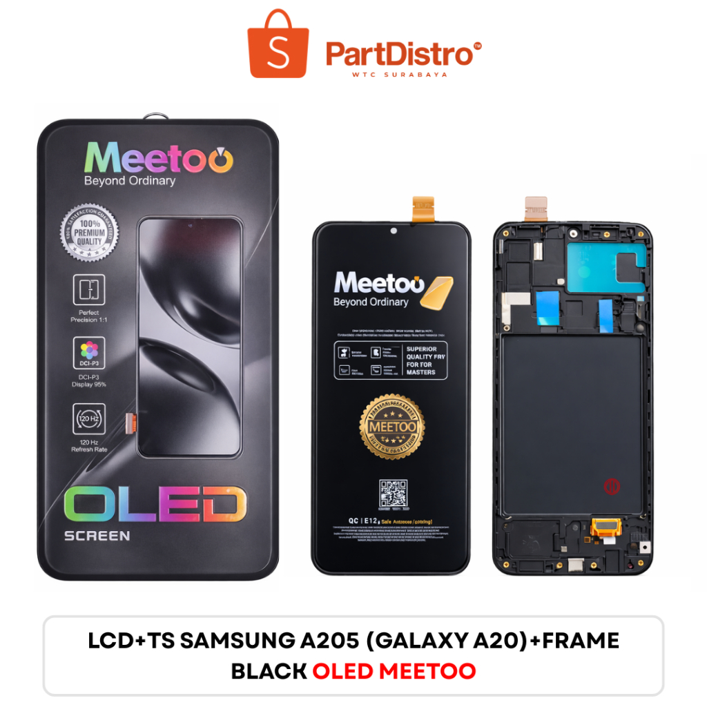 LCD+TS SAMSUNG A205 (GALAXY A20)+FRAME BLACK OLED MEETOO NEW ORI