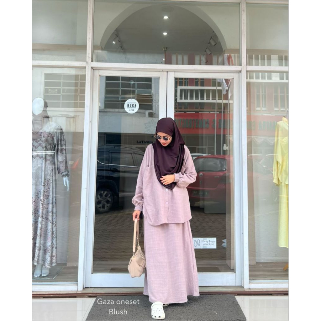 Gaza Oneset Dress Gamis Raya Lebaran Latasha Outfit