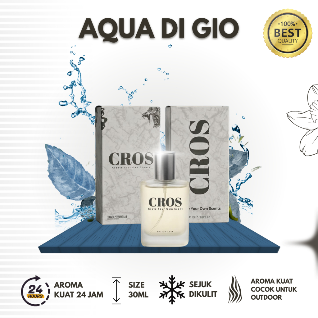 AQUA DI GIO PARFUM ORIGINAL 100%  35ML - Extrait De Perfume | CROS PARFUM 35ML | PARFUM COWOK | PARF