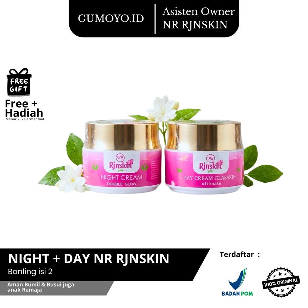 CREAM SIANG + MALAM NR GLOW RJNSKIN SKINCARE NIGHT CREAM KEMASAN BPOM