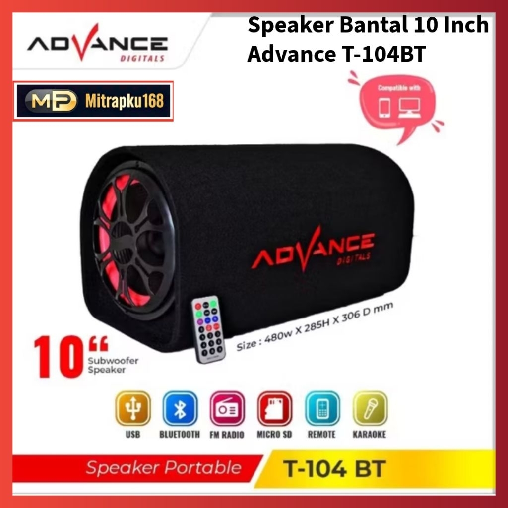 Speaker Bluetooth Advance T-BT104 10 Inch Subwoofer Speaker
