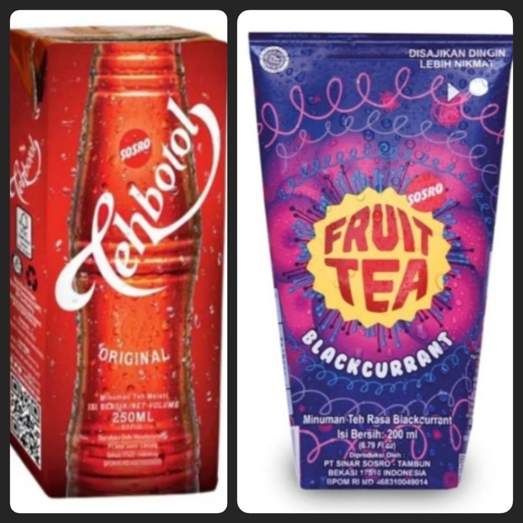 Minuman Sosro Teh Botol Kotak 250 ml 250ml Fruit Tea Blackcurrant 200 ml 200ml