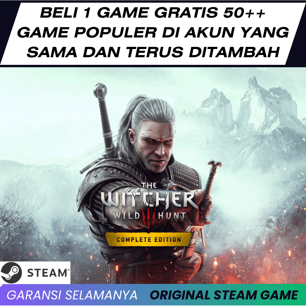 The Witcher 3 : Wild Hunt - Complete Edition Original Steam PC Game Bonus Semua Game