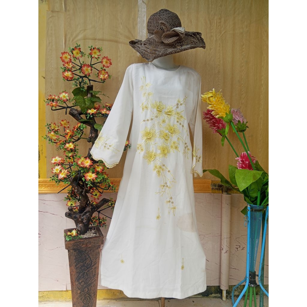 Abaya Abaya Warna Elegan Bahan Katun Tebal Bordir Mewah