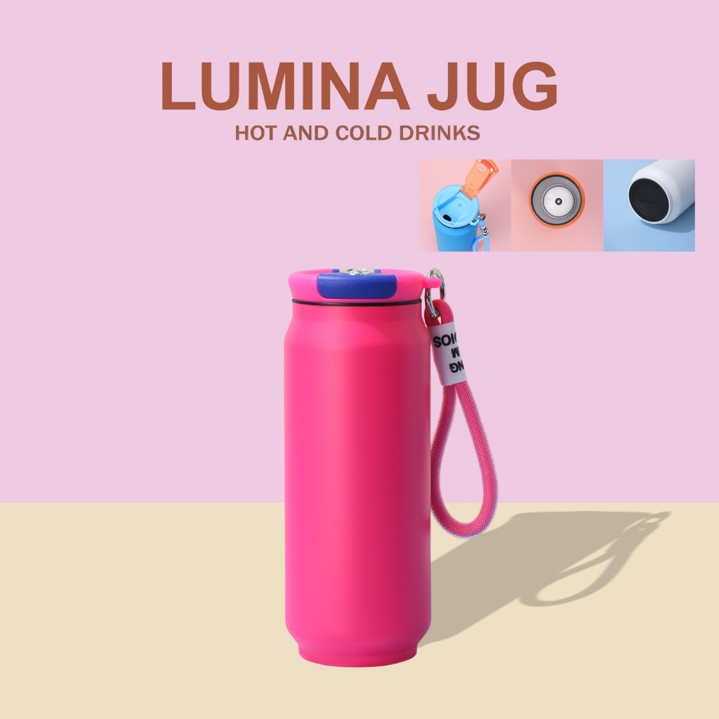 LUMINA JUG Tumbler Botol Minum 500ml Stainless Steel TS10 Anti Karat Tahan Air Panas Dingin Tali Pol