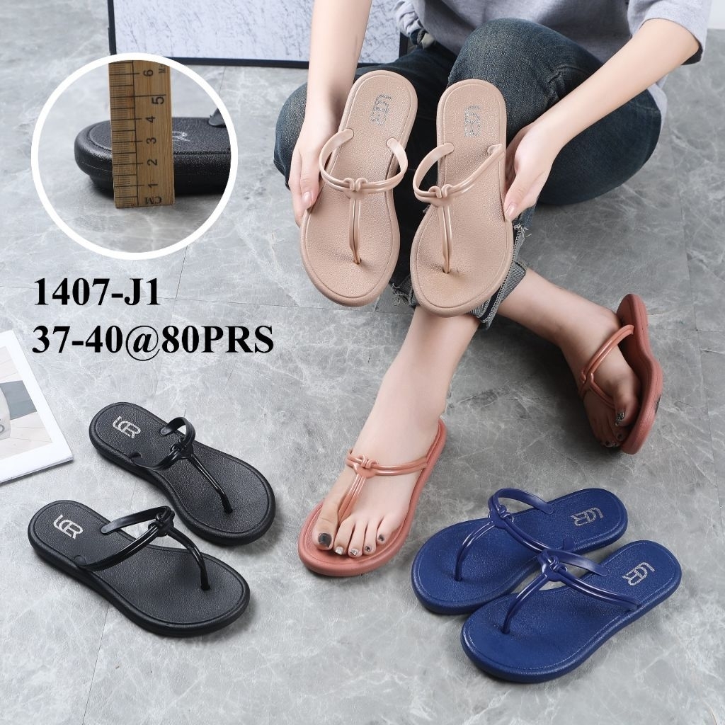 SANDAL JEPIT WANITA KARET ANTISLIP TALI GLOSSY IMPORT LCR 1407
