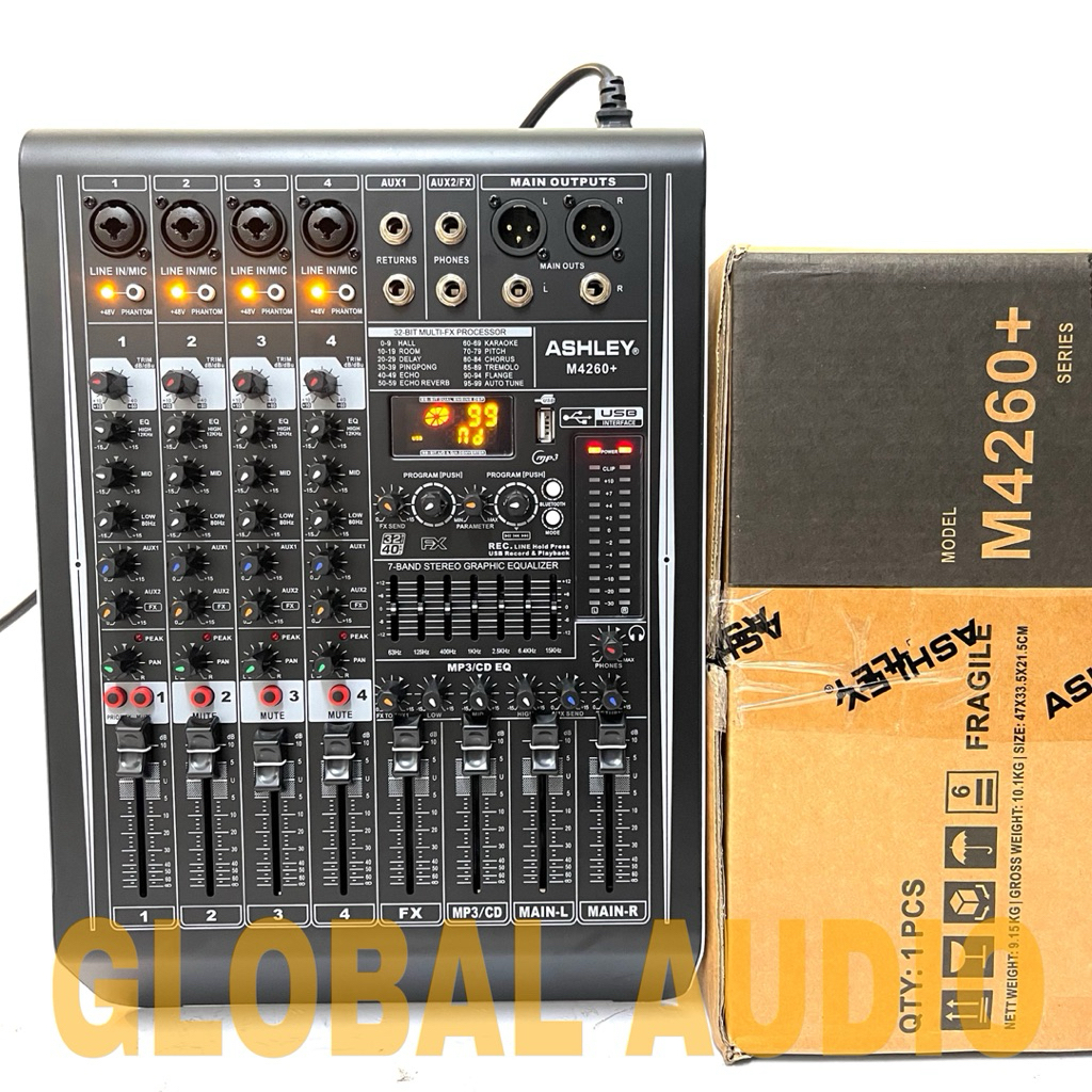 Power Audio Mixer Ashley M4260+ 4channel Original Micer Ashley M4260 +  M 4260+ Mixing 4 Bagus ( Bis