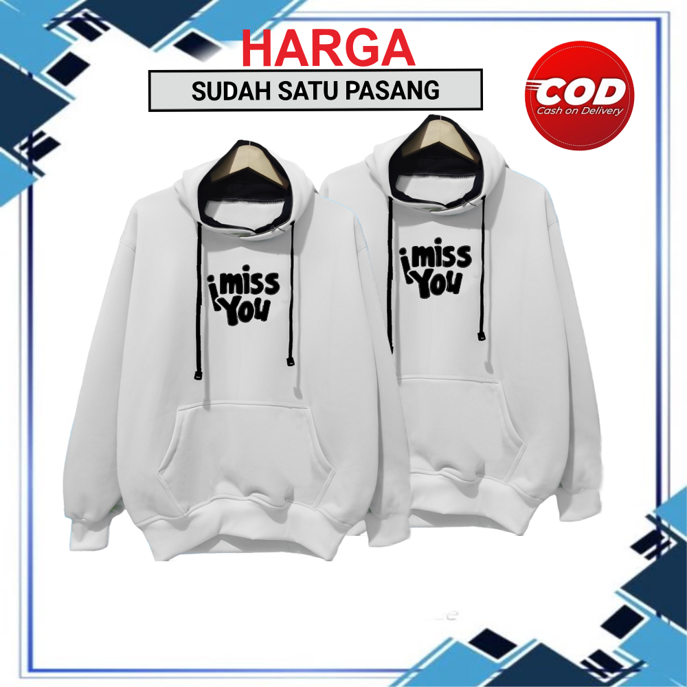 hoodie Sweater couple pasangan 2 pcs tebal / Sweatere pasangan / jaket couple Warna Putih