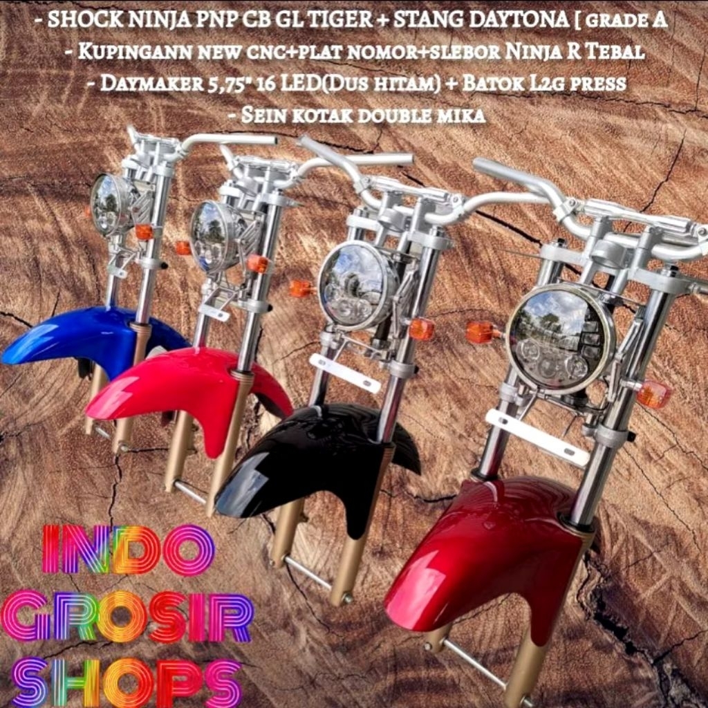 Shok ninja shockbreaker ninja lampu led stang daytona slebor ninja sein palu pnp Yamaha RX king hond