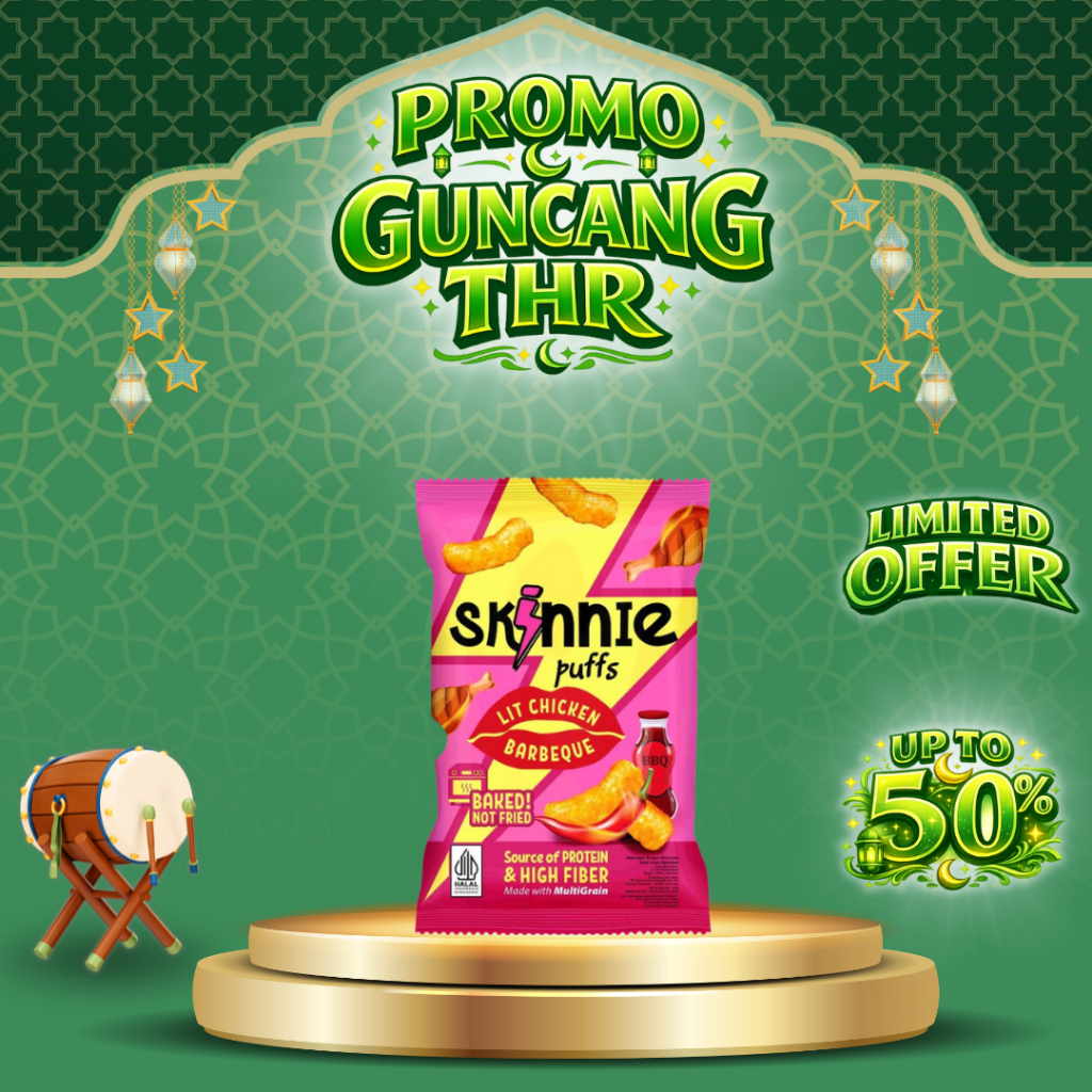 Skinnie Power Puffs Lit Chicken BBQ Snack Sehat Rasa Ayam Panggang Cemilan Diet 50gr