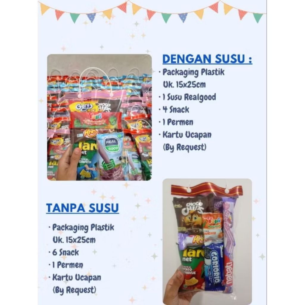 (BELI 15 GRATIS 1) PAKET SNACK ULANG TAHUN ANAK/SNACK ULTAH ANAK/PAKET ULTAH/SOUVENIR ULTAH/KHITAN/ 