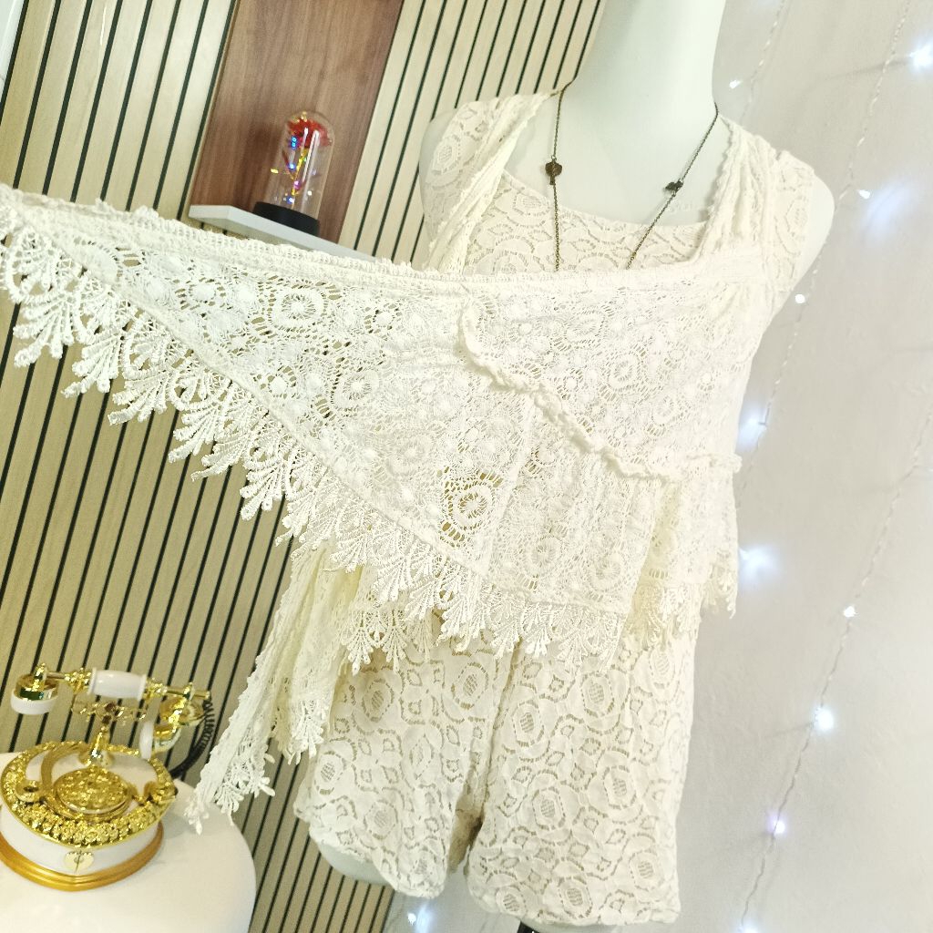 SET 2in1 Boho Chic Playsuit + Rompi Rajut • RIENDA / CRAZY ANGEL Original