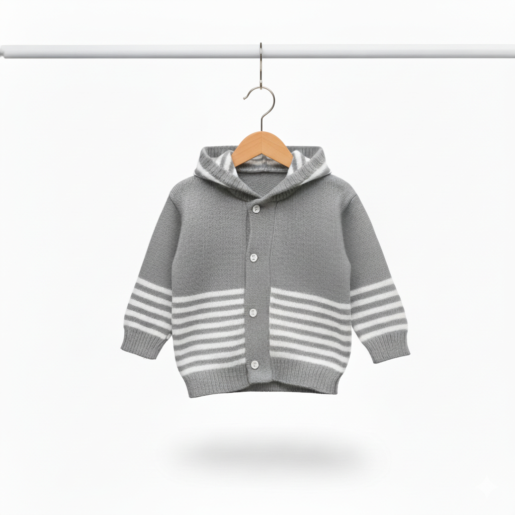 Jaket Rajut Bayi 0-6 Bulan Motif Salur