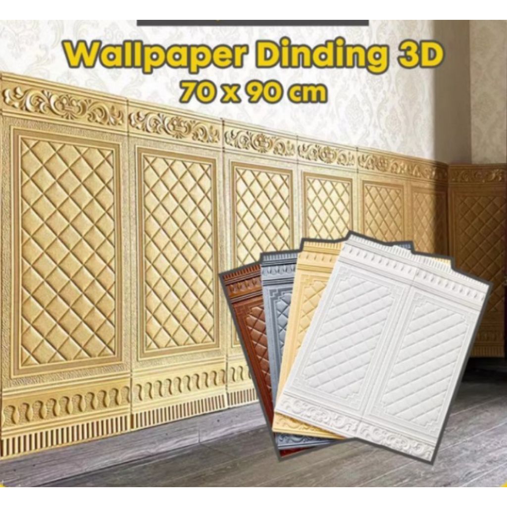 Wallpaper foam motif stiker pintu, bata, batik