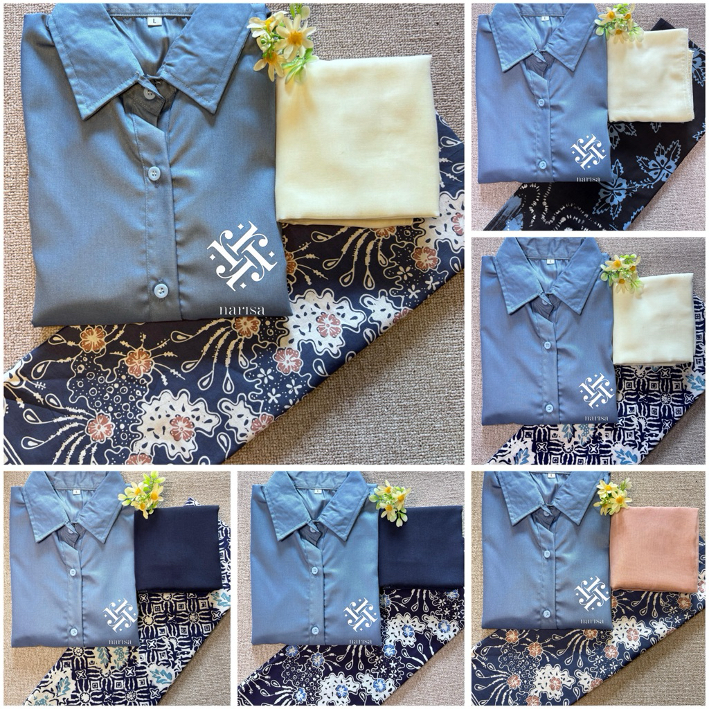 SETELAN BAJU SANTRI WANITA 3in1  ( baju + kerudung + sarung batik) NYAMAN DAN SOPAN