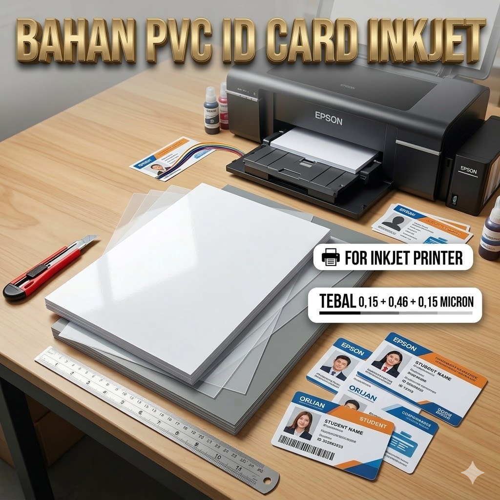 Bahan ID Card PVC Potongan Inkjet kosongan Blank 10 Pcs Tinggal Print overlay printer biasa