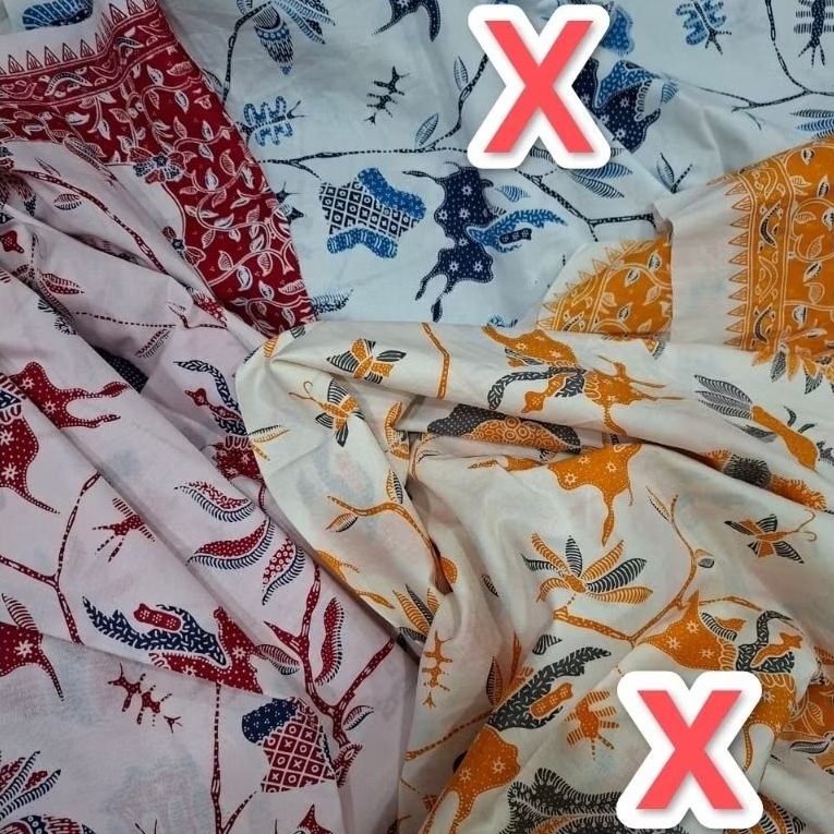 TERLARIS ORIGINAL KAIN BATIK LAWEYAN SOLO BUNGA TERATAI MERAH BIRU DASAR PUTIH BERSIH KODE 36