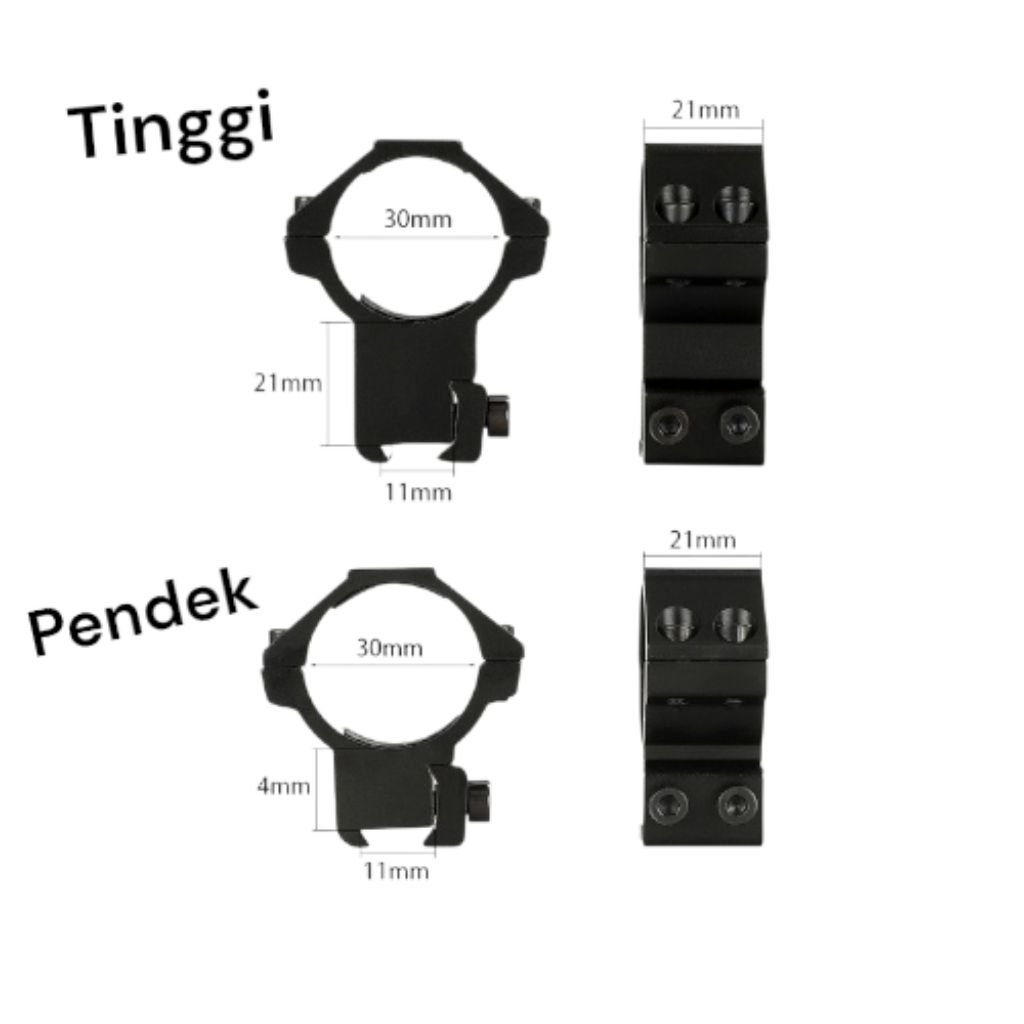 Mounting teleskop tube 30 rail 11 Sedang