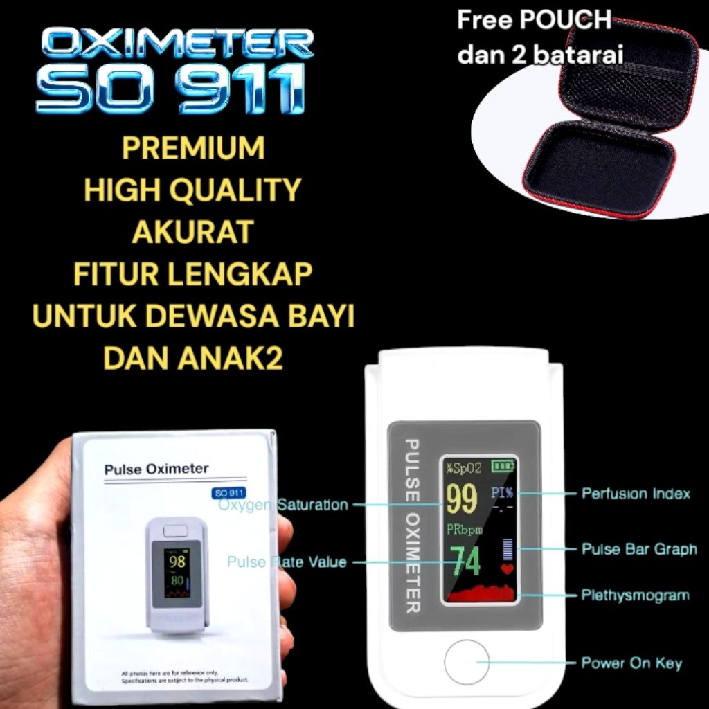 FREE DOMPET + Baterai Original Oximeter SO911 SO811 LK88 A2 yobekan pengukuran Oxymeter