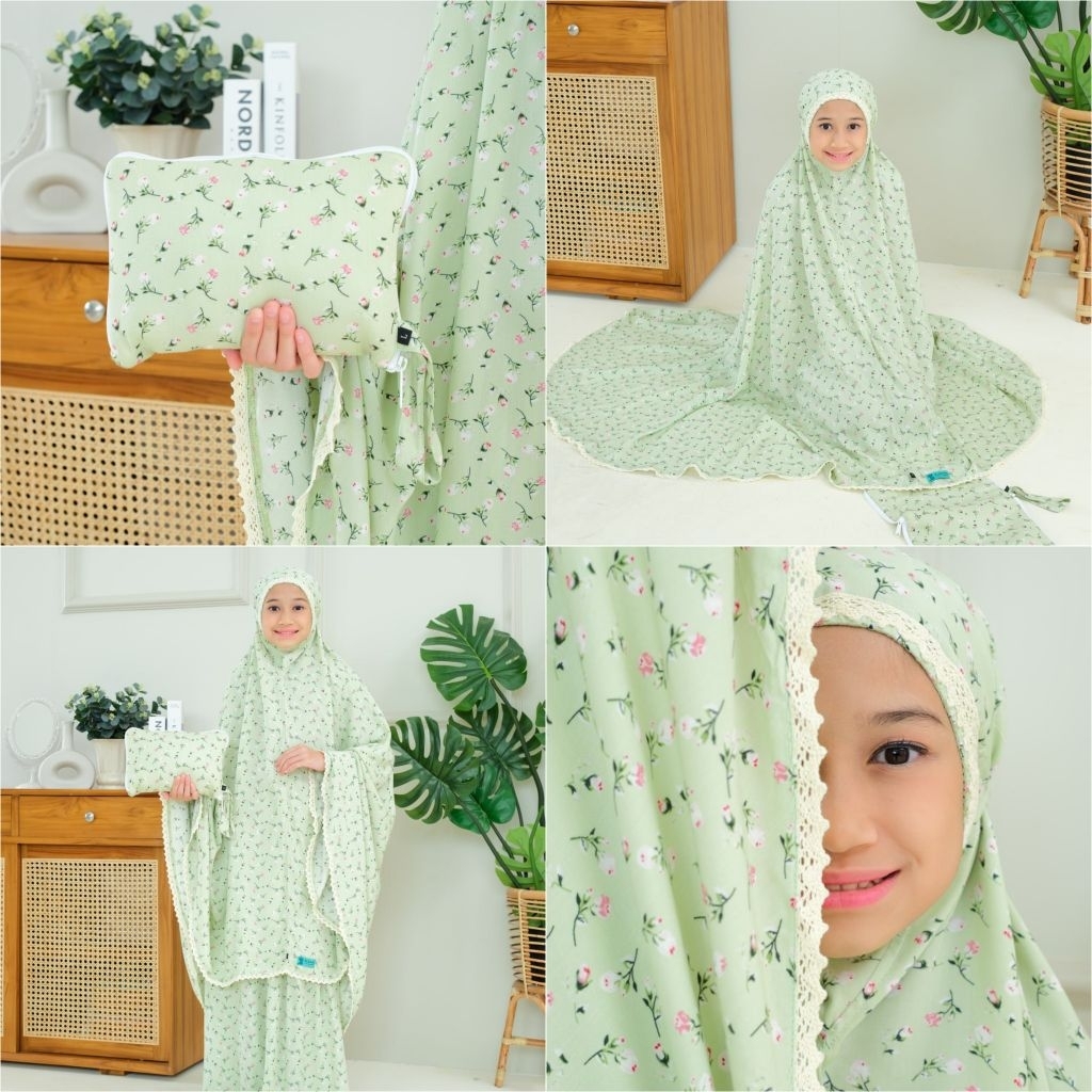 MUKENA ANAK ZLATRA SIGNATURE ROSE MATCHA