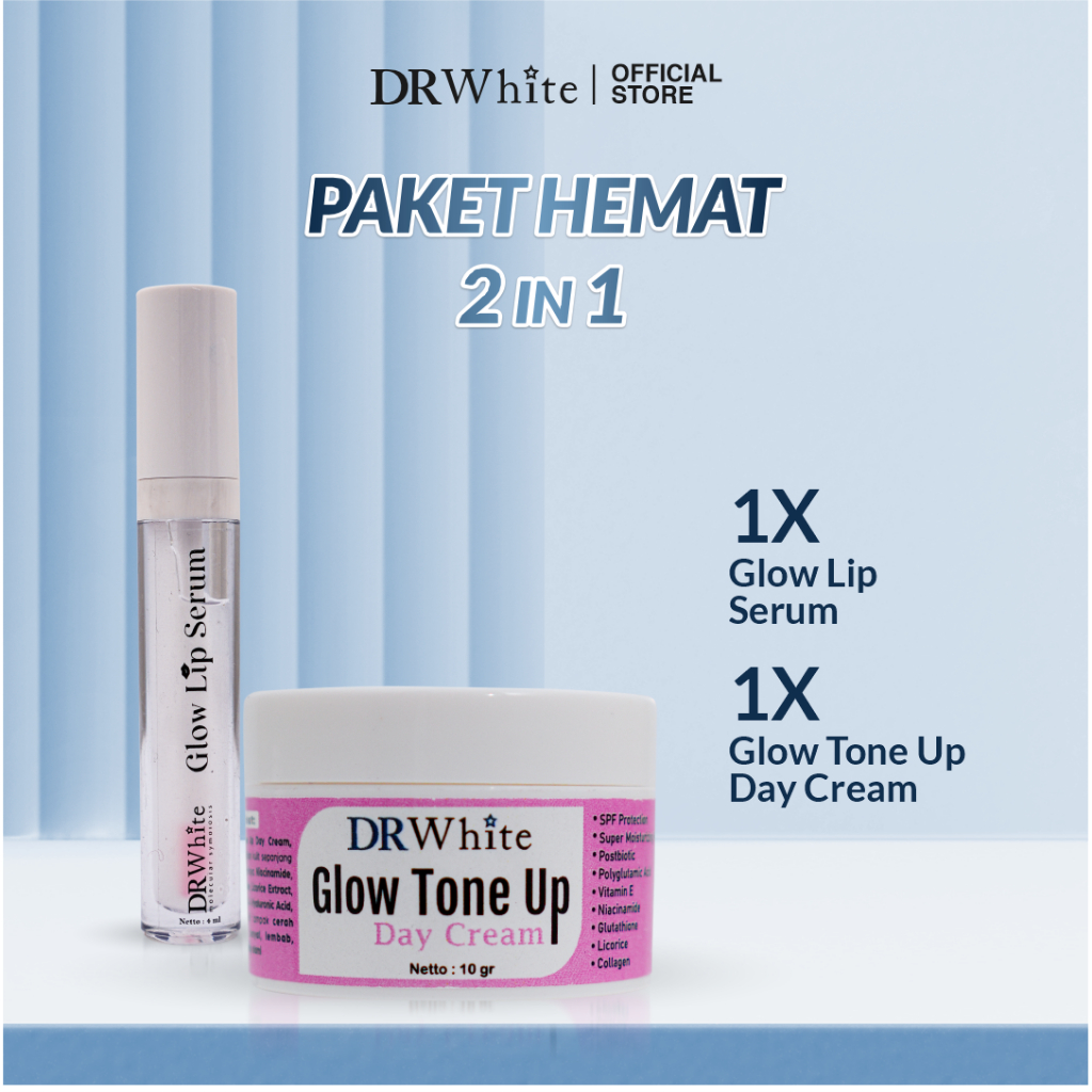 DRWhite Bundling Glow Lip Serum | Serum Bibir Magic Color + DRWhite Glow Tone Up Day Cream
