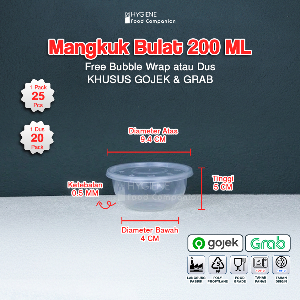 MANGKOK BULAT 200ML - THINWALL MANGKOK PLASTIK 200 ML