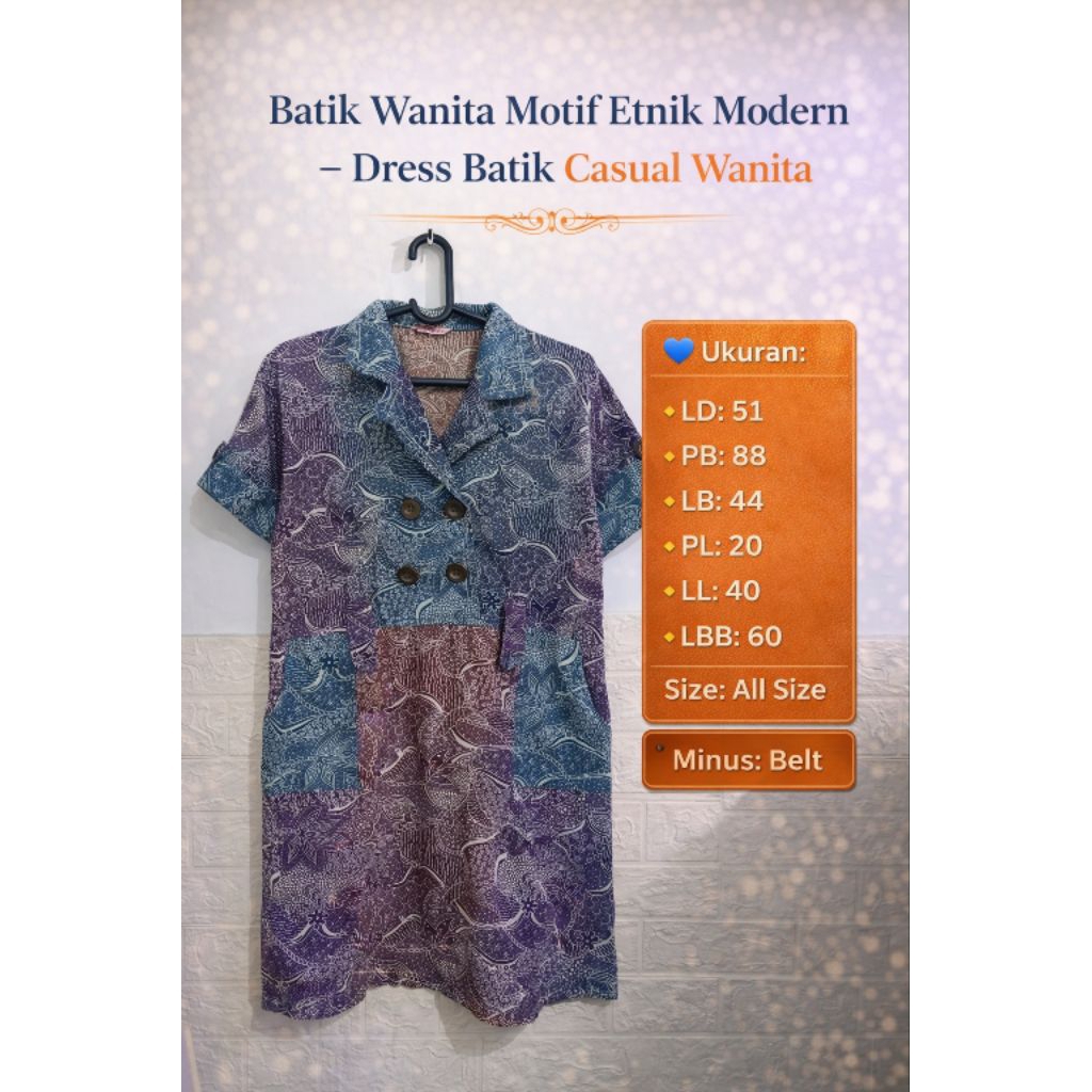 Batik Wanita Motif Etnik Modern – Dress Batik Casual Wanita (Preloved)