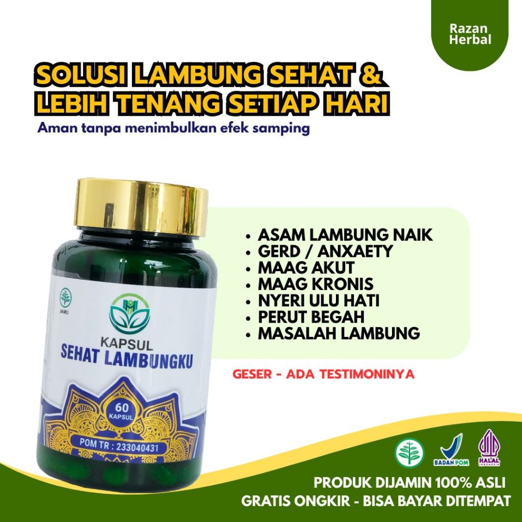 Obat Asam Lambung tinggi, Sakit Maag akut, Gerd Perut begah Kapsul Sehat LambungKu