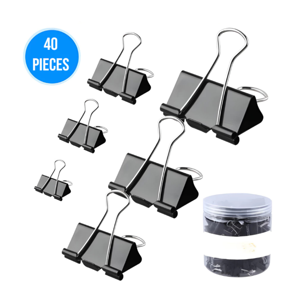 Binder Clip Hitam Penjepit Kertas Multifungsi 1 Lusin Bebas Karat ATK008 - Grosir JKT