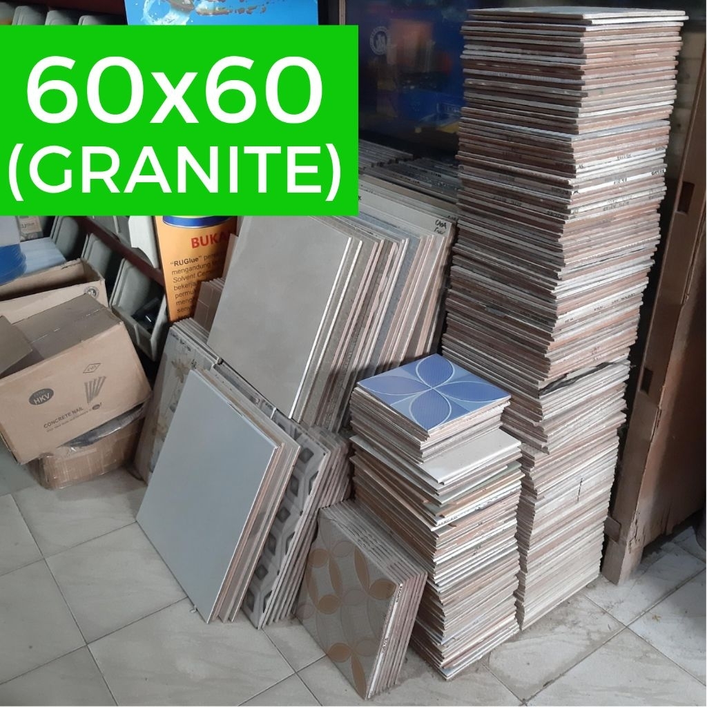 Keramik 60 x 60 (GRANITE) LICIN CAMPUR BS / Satuan / Sisa Granite Lantai Warna Motif RANDOM