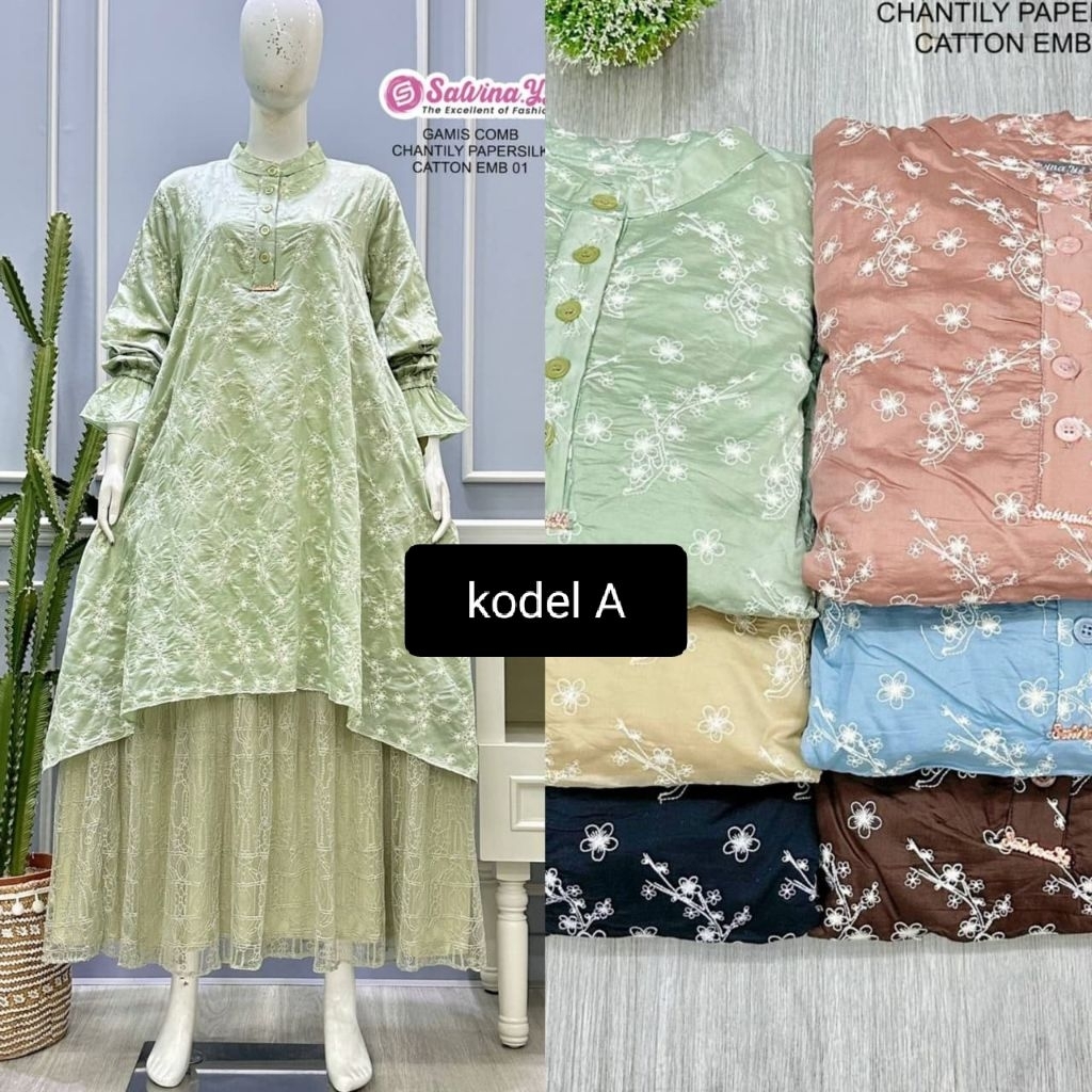 gamis katun bordir katbol mewah ori salvina