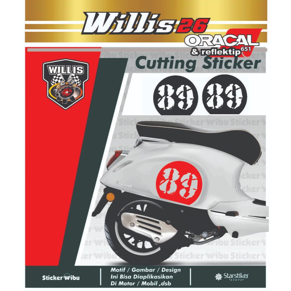 STRIPING VESPA / STICKER / STIKER / CUTTING / VESPA / ANGKA / NOMOR / STIKER CUTTING VESPA MATIC / A
