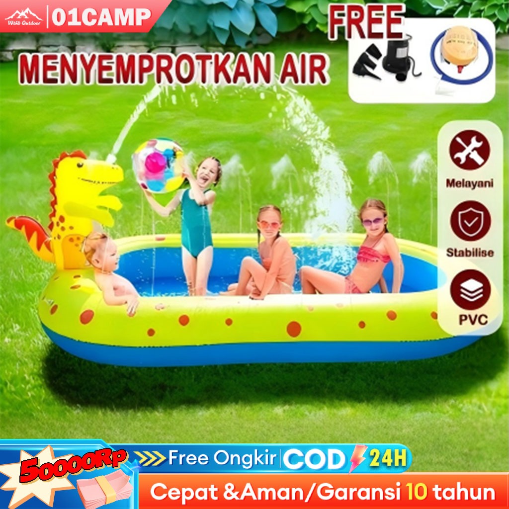 [Hadiah terbaik]kolam renang anak Kolam Air Mancur kolam renang anak pompa Kolam Renang Dinosaurus K