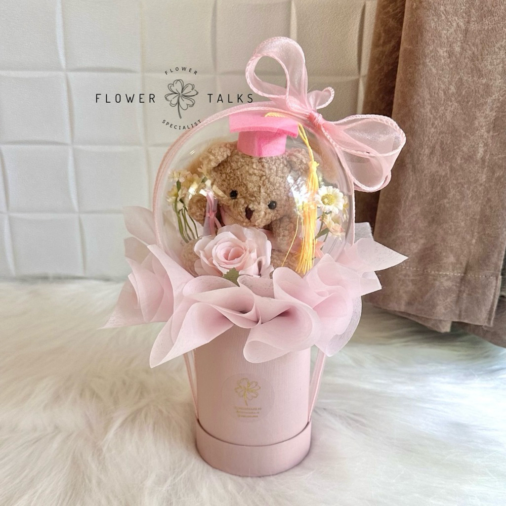 FLOWER TALKS - BUKET BALON AKRILIK BUNGA ARTIFICIAL KADO WISUDA UNIK