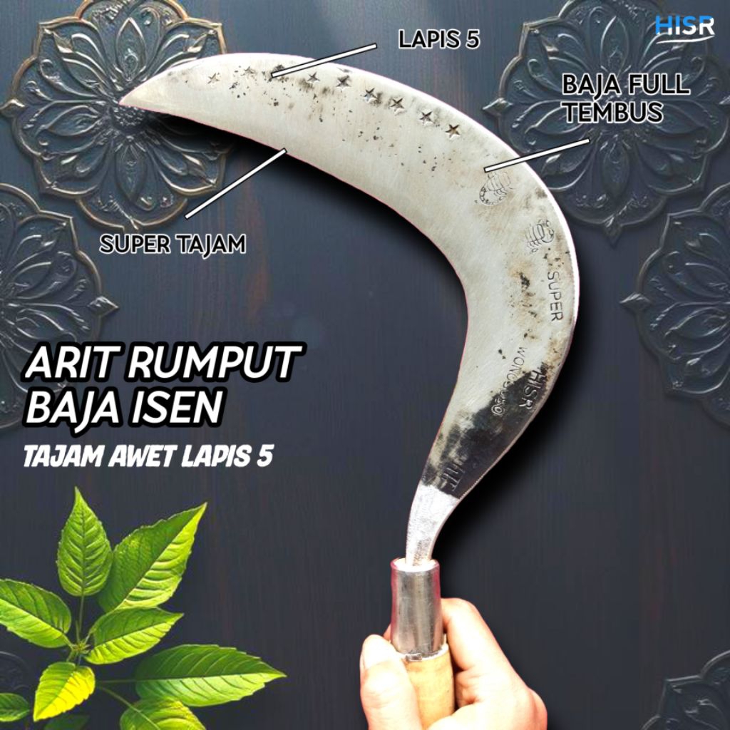 Arit rumput baja isen model Lewung baja isen lapis 5 super tajam khusus rumput baja full tembus