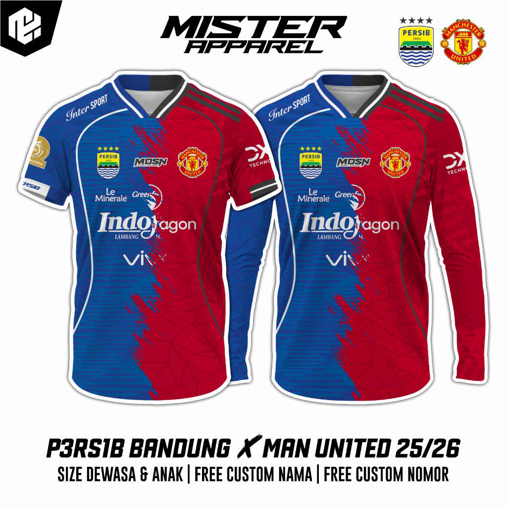 JERSEY KOMBINASI PERSB X MU 2025-2026 / NEW PATCH / CUSTOM / SATUAN / FULL PRINTING / FREE NAME SET