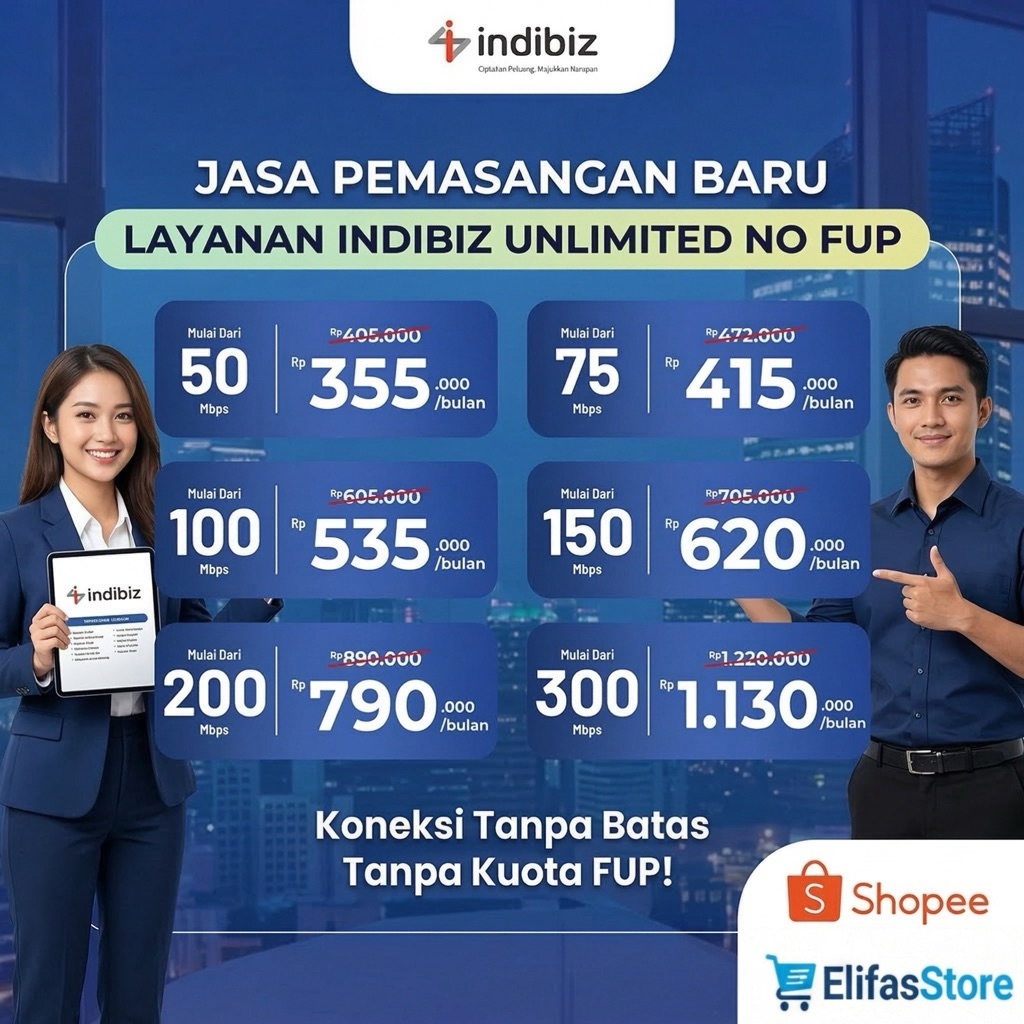 JASA PASANG BARU INDIBIZ REGISTRASI INDIHOME BISNIS WIFI UNLIMITED TANPA FUP