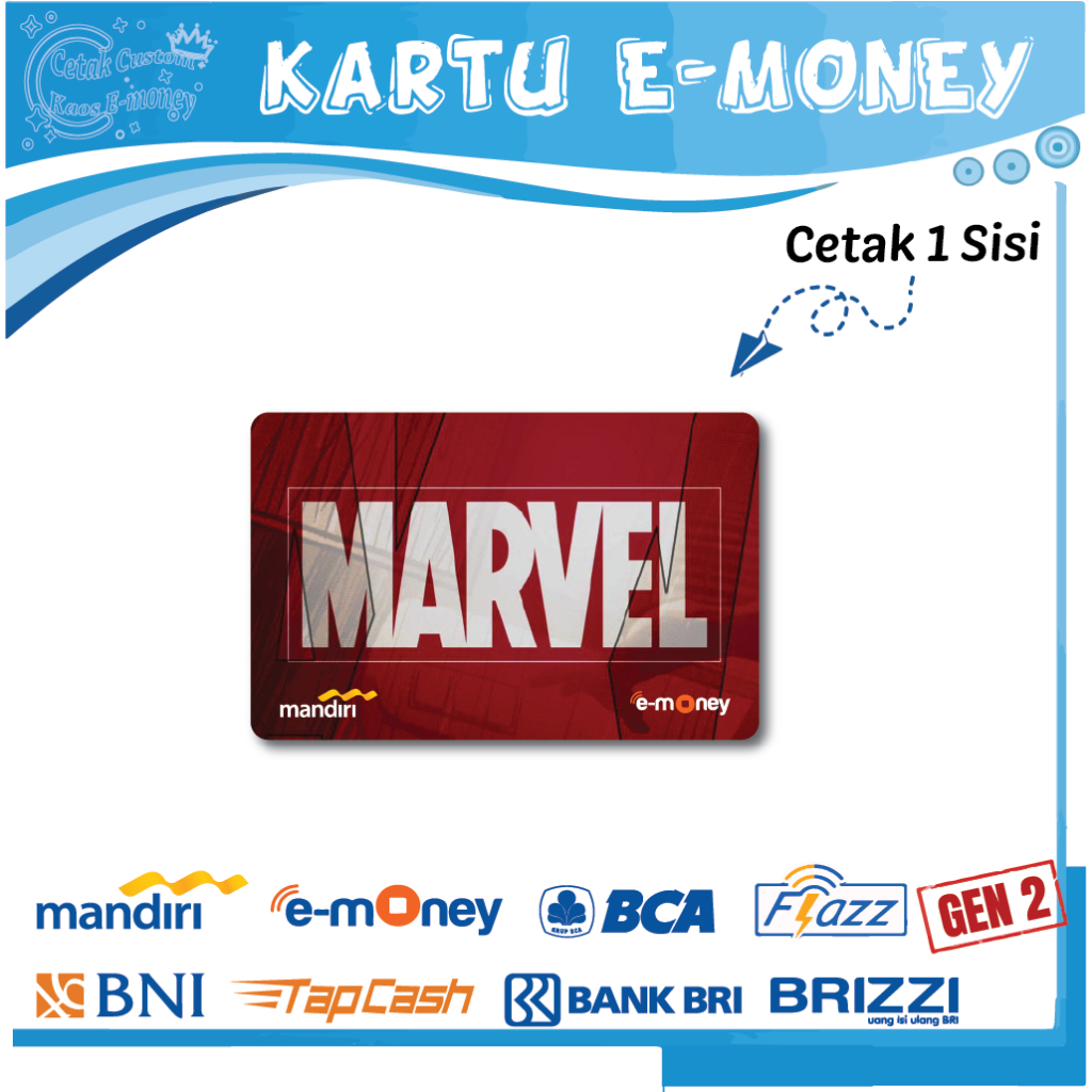 KARTU E MONEY E TOLL GAMBAR SUPERHERO AVENGERS MARVEL EMONEY MANDIRI BCA BNI BRI - 1 SISI