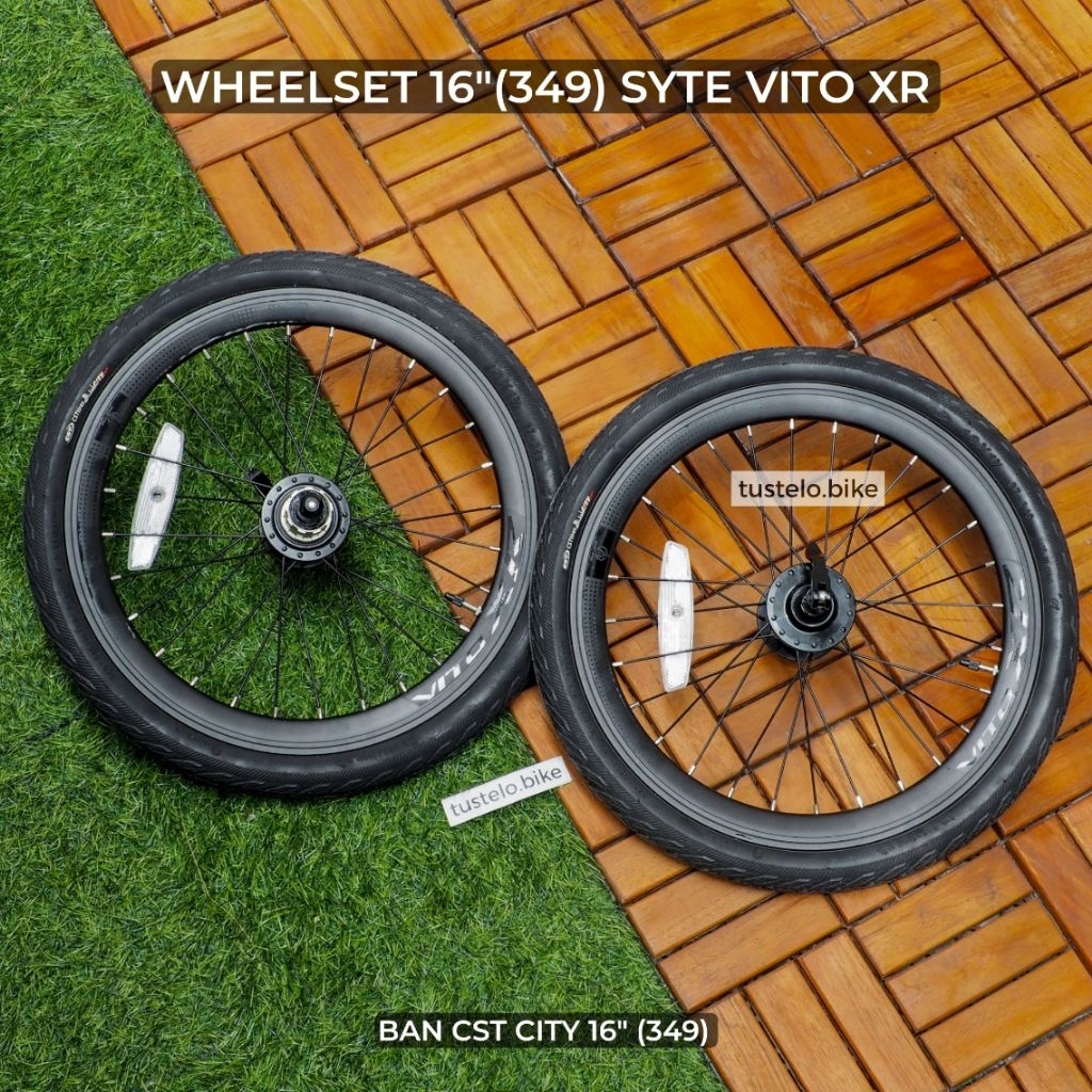 Wheelset 16" (349)  Syte Vito XR Lengkap Ban Sepeda Lipat 16 Plus Hub Syte Loncer Jangkrik Discbrake