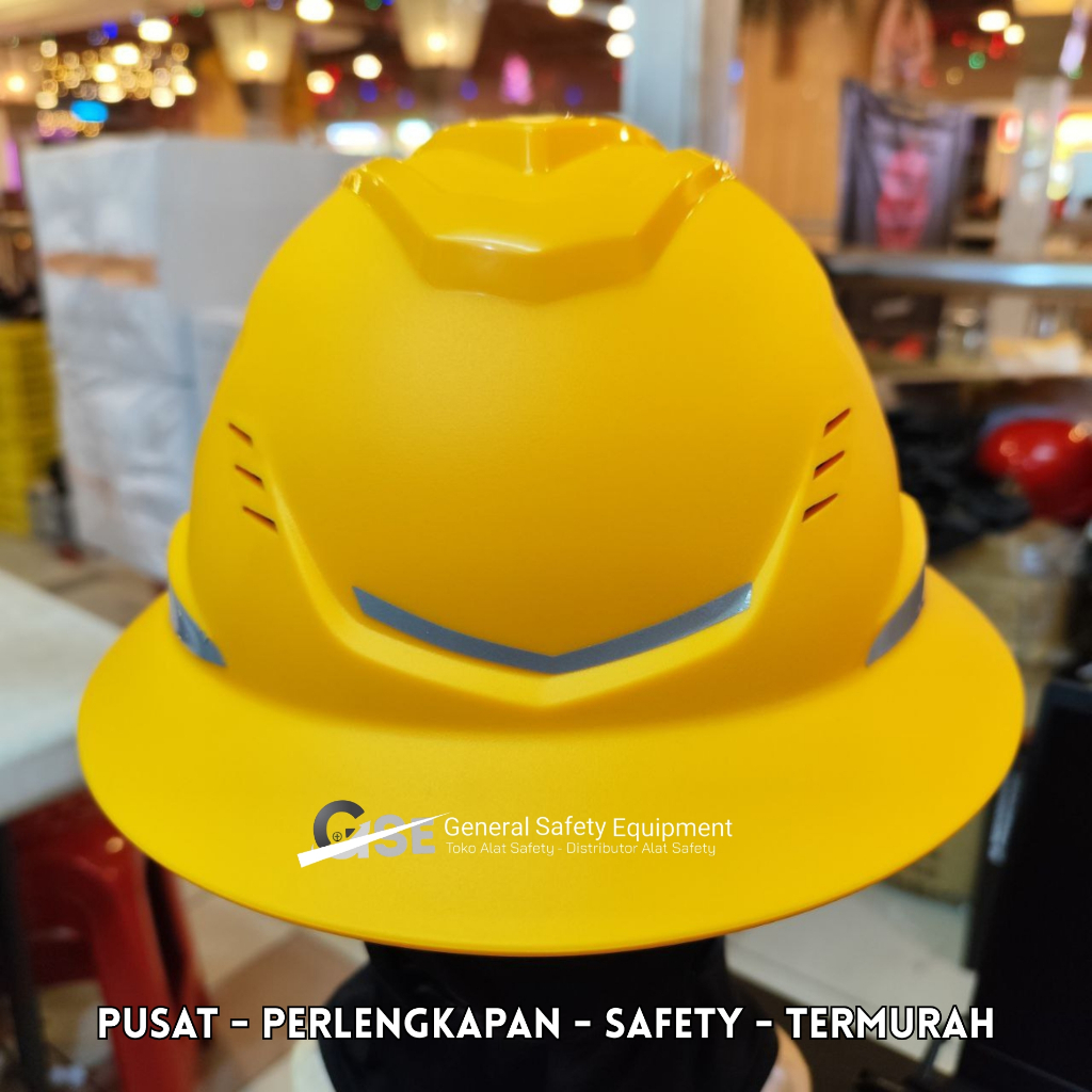 Safety Helmet Msa Full Brim New Warna Kuning - Helm Safety Kerja Proyek Msa Model Full Brim