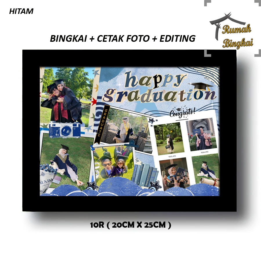 Bingkai Foto Ukuran 20cm x 25cm + CETAK FOTO HAPPY GRADUATION